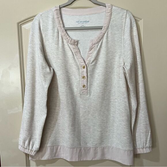 SOFT SURROUNDINGS Rue Cler Pullover Oatmeal Blouse Top Women’s Size Small - Picture 1 of 8